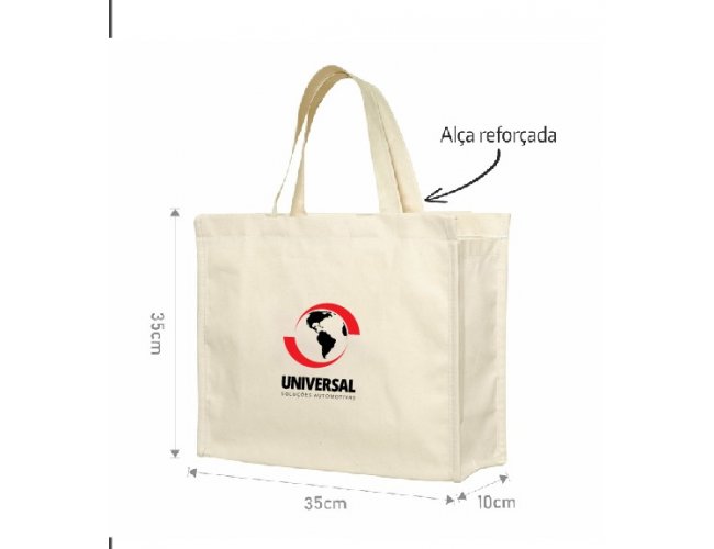 Sacola Basica de Algodo Ecobag 45x35x10 ala de 60cm