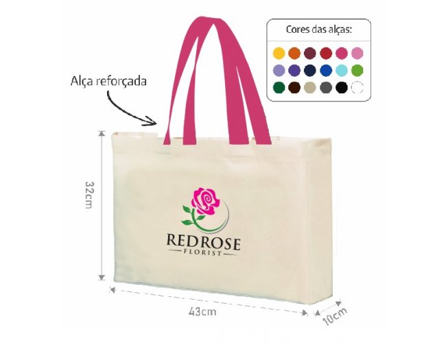 Sacola Basica de Algodo Ecobag 43x32x10 ala de 60cm