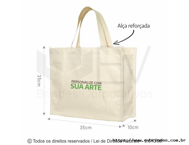 Sacola Basica de Algodo Ecobag 35x35x10 ala de 60cm