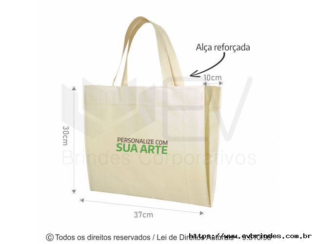 Sacola Basica de Algodo Ecobag 37x30x10 ala de 60cm